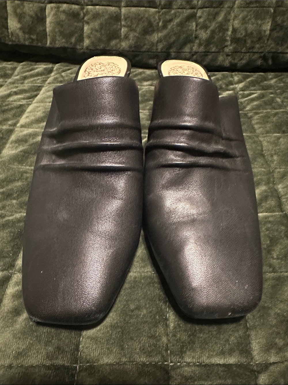 Vince Camuto Black Leather Slip-On Mules